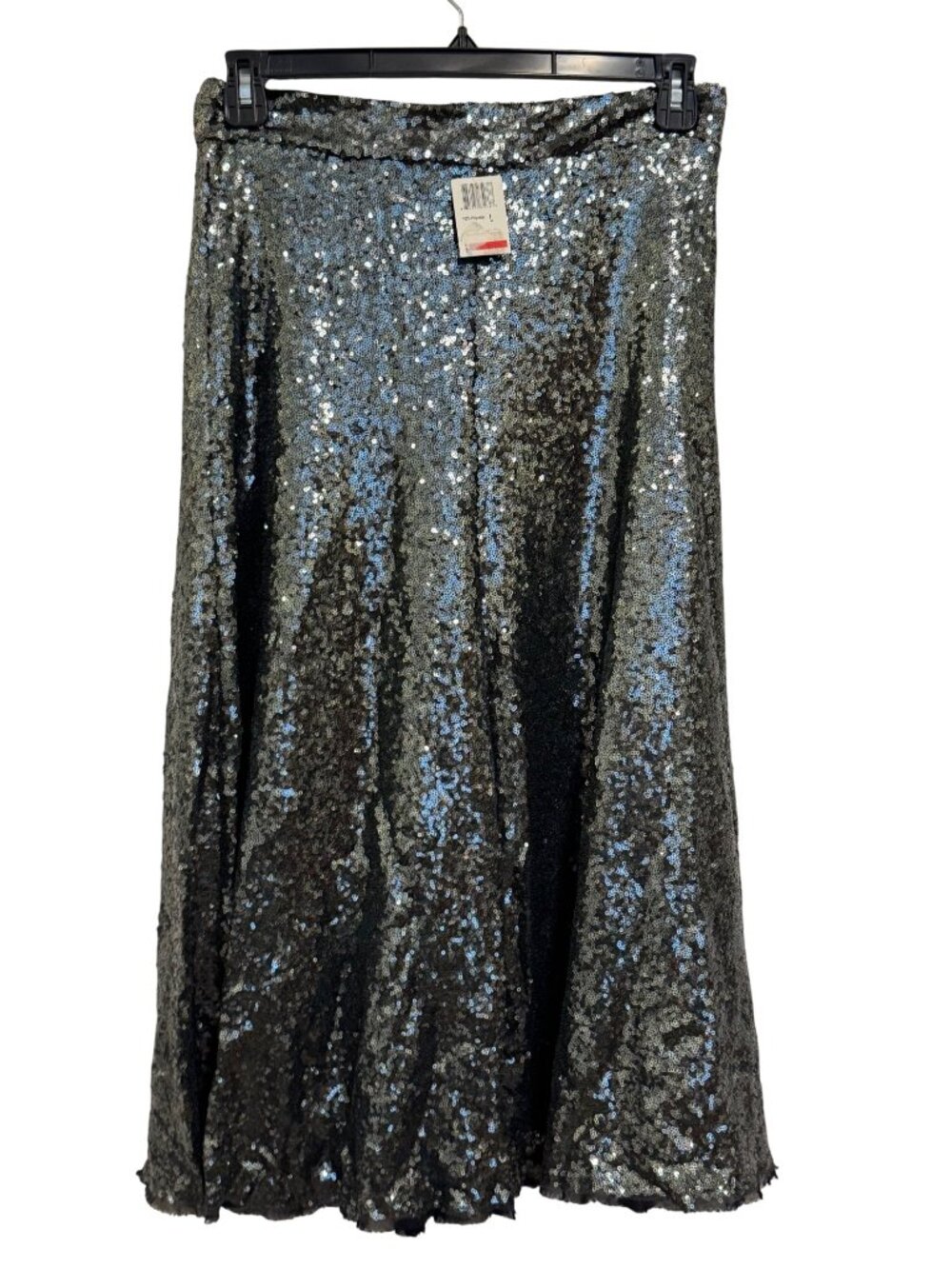 Zara Woman Black Sequin Midi Skirt Large With Side Zipper Closure